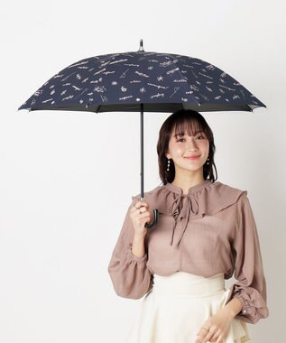 MOONBAT 【一級遮光/晴雨兼用】LANVIN en Bleu (ランバン オン ブルー) 長傘 日傘 ラインドローイング 遮光 遮熱 UV ディープブルー