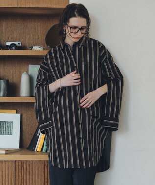 YECCA VECCA 2way袖デザインロングシャツ Stripe Black