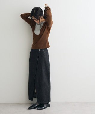 CRAFT STANDARD BOUTIQUE ラップ風デニムスカート Black