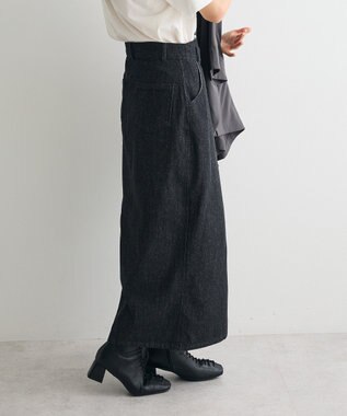 CRAFT STANDARD BOUTIQUE ラップ風デニムスカート Black