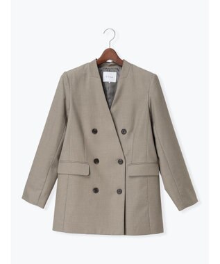 Te chichi ノーカラーダブルブレストジャケット ベージュ