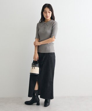 CRAFT STANDARD BOUTIQUE ラップ風デニムスカート Black