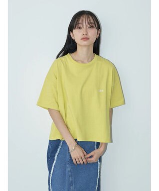 earth music&ecology Ｌｅｅ×ｅ．ｍ．ａ．ｅ　ＢＡＣＫ　ＰＲＩＮＴ　ＴＥＥ Lime Green