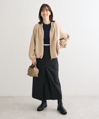 Green Parks スウェードライクギャザーブルゾン Light Beige