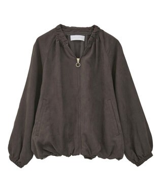 Green Parks スウェードライクギャザーブルゾン Charcoal Gray