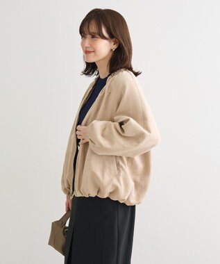 Green Parks スウェードライクギャザーブルゾン Light Beige