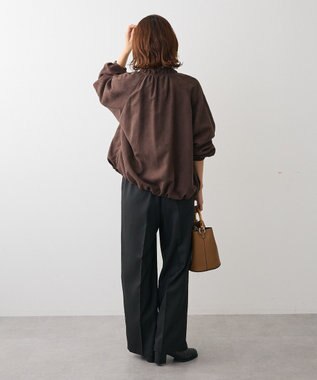 Green Parks スウェードライクギャザーブルゾン Charcoal Gray