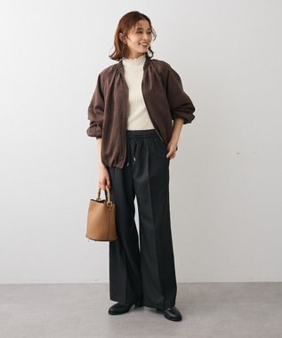 Green Parks スウェードライクギャザーブルゾン Charcoal Gray