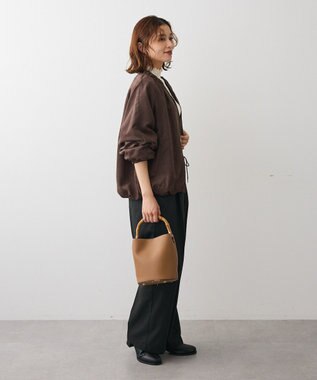 Green Parks スウェードライクギャザーブルゾン Charcoal Gray