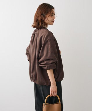 Green Parks スウェードライクギャザーブルゾン Charcoal Gray