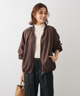 Green Parks スウェードライクギャザーブルゾン Charcoal Gray