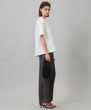 ICB 【洗える】 ヘアリーシアージャカード ブラウス オフホワイト系