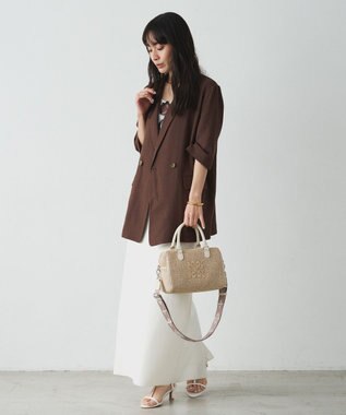 russet ナイロンラフィアミニボストンバッグ(CE-1715) Ivory