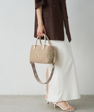 russet ナイロンラフィアミニボストンバッグ(CE-1715) Ivory