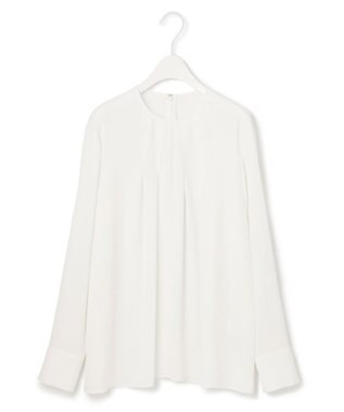 ICB 【UVケア・速乾】Back Satin Amunzen クルーネックブラウス オフホワイト系