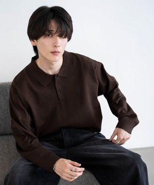WEGO 【25年秋冬新作/ユニセックス着用ITEM/MLサイズ展開】別注USPOLOニットポロ ブラウン