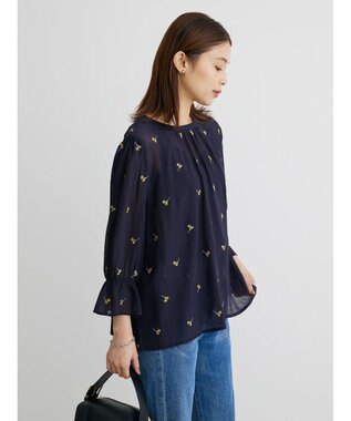 Green Parks シアー刺繍ブラウス Dark Navy