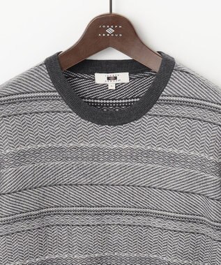 JOSEPH ABBOUD 【ストレッチ/スウェードタッチ/JAPANファブリック】ジャガード柄 プルオーバー ニット ライトグレー系3