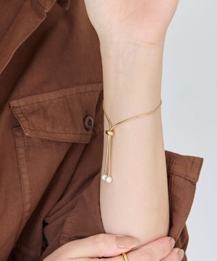 Phoebe スリムチェーンパールスライドブレスレット　ゴールド
