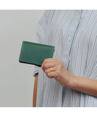 UNBILLION perche 牛革カラーコンビカードケース グリーン