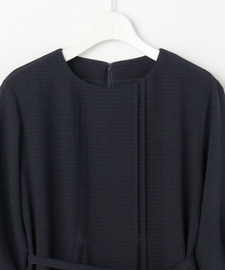 J.PRESS LADIES S シアーブロックチェック ワンピース ネイビー系