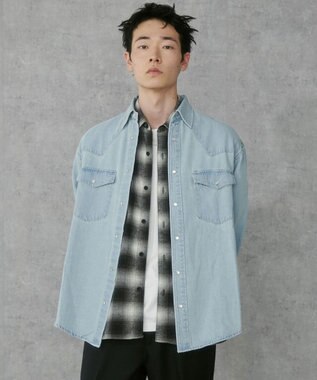 WEGO デニムウエスタンシャツ（LS） デニム淡加工色