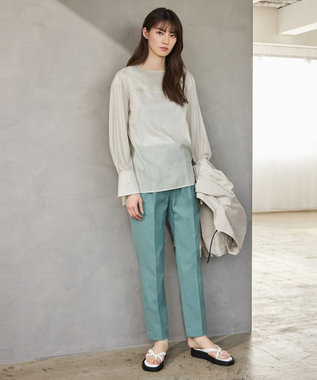 ICB 【洗える】テンセルコットンローン スクエアネックブラウス アッシュグレー系