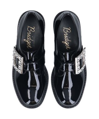 Bridget Birkin 【Bridget Birkin】スクエアサイドビジューローファー ブラックエナメル