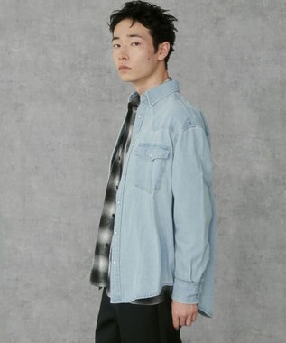 WEGO デニムウエスタンシャツ（LS） デニム淡加工色
