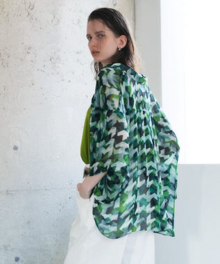 YECCA VECCA [2SET]キャミ付きシアージオメ柄シャツ Green