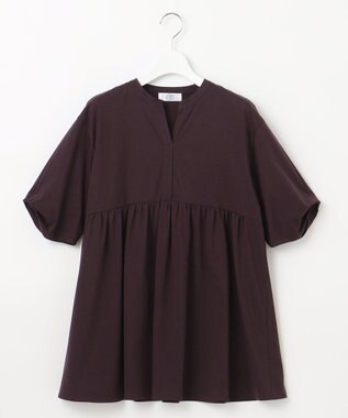 J.PRESS LADIES 【洗える】プレーティング キーネック カットソー パープル系