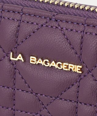 LA BAGAGERIE シープキルティング　ラウンドウォレット ダークパープル