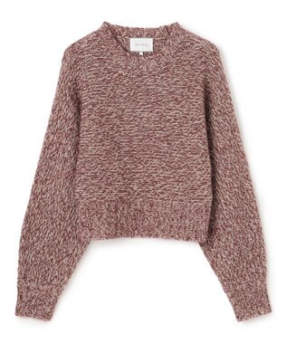 BEIGE， MARANA / モヘア混ミックスドルマンニット Taupe x Bordeaux