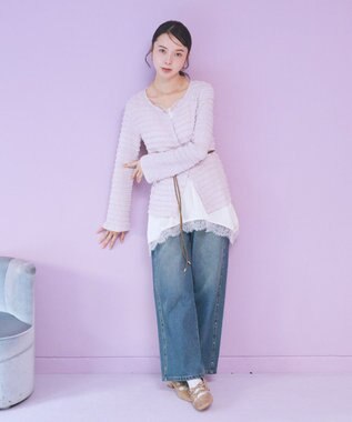 earth music&ecology 【予約】シャーリングカットカーディガン ピンク