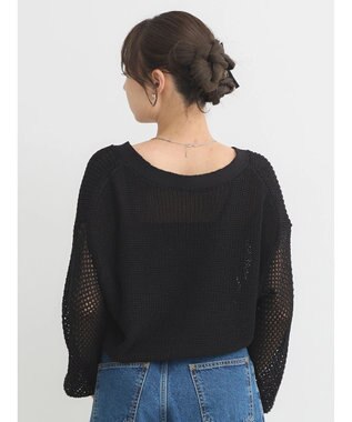 earth music&ecology メッシュカーディガン Black