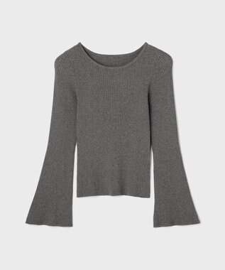 GRACE CONTINENTAL アイレットリブニットトップ グレー