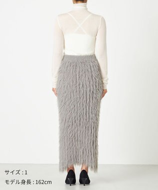 NAVE 【ReNAVE・洗える】メルティーシャギーニット スカート ライトグレー系