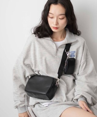 WEGO ポーチ付きスクエアショルダー ブラック