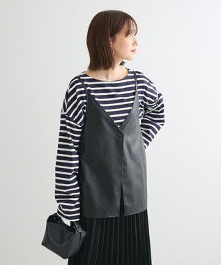 Green Parks ボーダーゆるチュニック Dark Navy