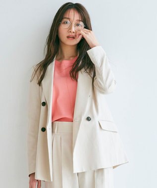 UNFILO 【抗菌防臭】スタイルアップニット　クルーネック ピンク