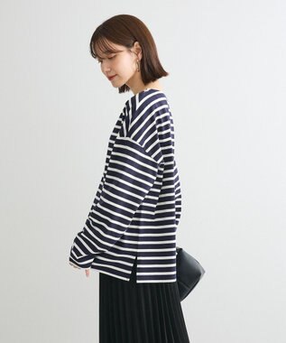 Green Parks ボーダーゆるチュニック Dark Navy