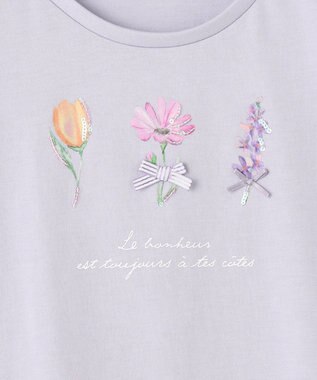 ANY KIDS フラワー スパンコール Tシャツ サックスブルー
