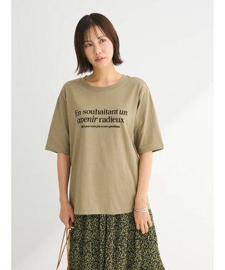 Green Parks ５分袖フロッキーロゴプリントＴＥＥ Khaki