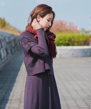 Tiaclasse 【安田美沙子さん着用】ウール混チェックマフラー レッド