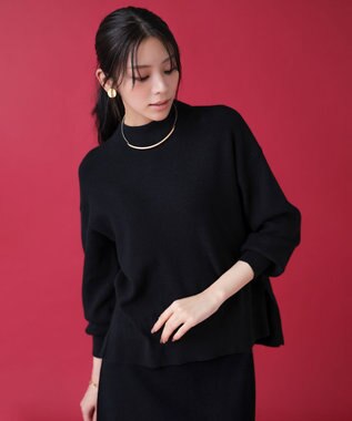 ANY SIS CICA加工 ビューティ畔ボトルネック ニット ブラック