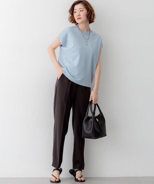 23区 S 【Oggi7月号掲載/吸水速乾/接触冷感/UVカット】ストレッチジョーゼット テーパード パンツ ダークブラウン系