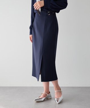 YECCA VECCA サイドベルトナロースカート Navy