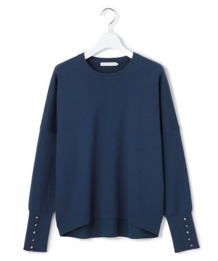 ICB 【洗える】 シルキーウールダブルフェイス ニットプルオーバー ブルーグレー