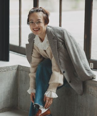 #Newans 【高山都さんコラボ】オーバーサイズテーラードジャケット ベージュチェック