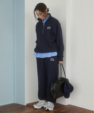 WEGO 【ANGIE VINTAGE】ワンポイント刺繍 裏毛 スウェットパンツ ネイビー